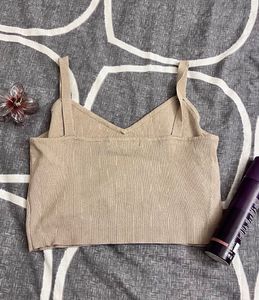 Chic Beige Knit Camisole Top
