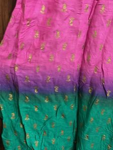 Vibrant Pink &amp; Green Ombre Kurta