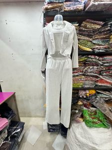 Western Dress Chic White Co-ord Set