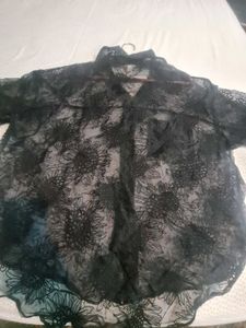 Black Floral Sheer Top