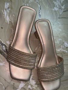 Sparkling Embellished Heeled Slides