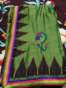 Beautiful Green Embroidered Saree