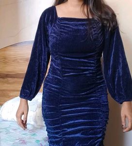 Blue Velvet Mini Dress