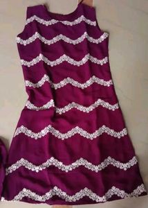 Stylish Purple Kurta Set with White Zigzag Print