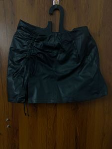 Charcoal Leather Skirt