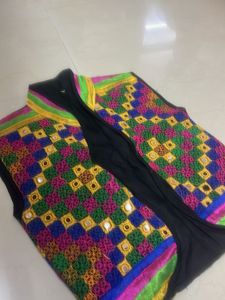 Embroidered Crop Jacket with Mirror Work