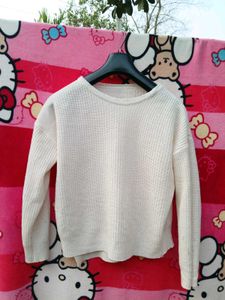 Cream Knit Long Sleeve Top