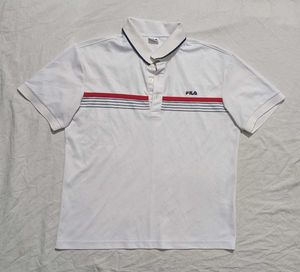 Fila White Striped Polo T-Shirt