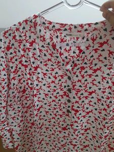 Red &amp; Blue Floral Print Tunic Top