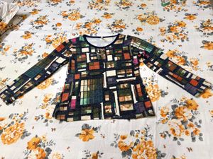 Y2K Unique Geometric Print Long Sleeve Top