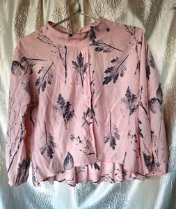 Pink Leaf Print Top