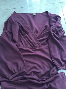 Plum V-Neck Long Sleeve dress