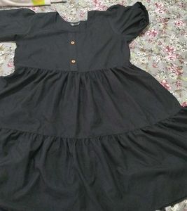 Black Tiered Square Neck Dress
