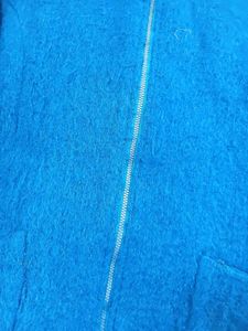 Blue Knit Sleeve Zip-Up Jacket