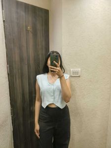 Cropped Light Blue Vest Top