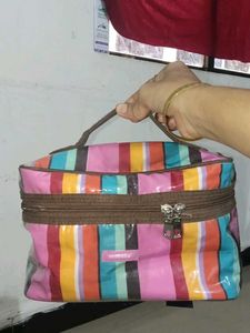 Striped Cosmetic Pouch