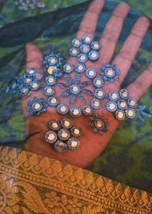 blue organza saree