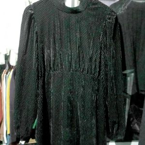 Vintage Style Black Velvet Mini Dress
