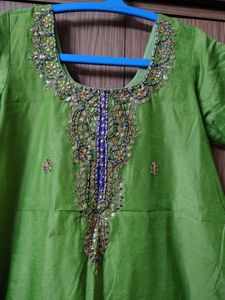 3xl Vibrant Green Embroidered Kurti