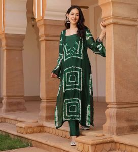 Green Tie-Dye Kurta Set