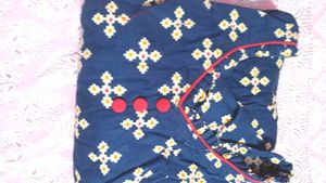 Navy Blue Printed Kurta