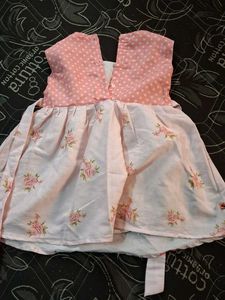 Cute orange peachish Polka Dot &amp; Floral Dress