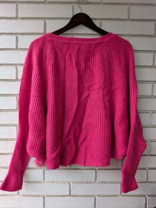 Vibrant Pink Fuzzy Cardigan- missing button