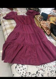 Purple Tiered Smocked Midi Dress