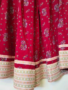 Red Floral Ethnic Skirt &amp; Top Set