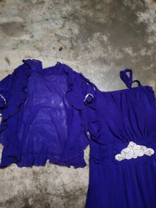 Purple Party Dress with Sheer Top