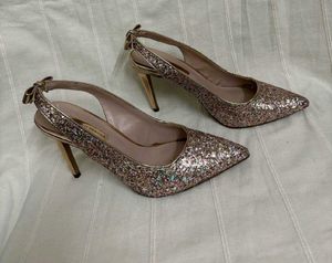 Dorothy Perkins Sparkly Gold Slingback Heels