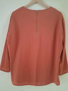 Coral Round Neck Long Sleeve Top