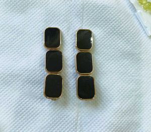 Chic Black Rectangle Drop Earrings