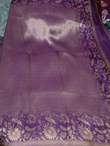 New unused Elegant Purple Floral Saree