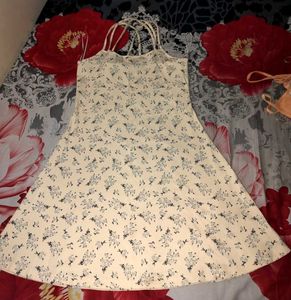 Floral A-Line Cami Dress Cream Yellow Mini Dres