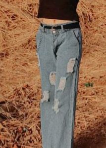 Trendy Ripped Wide Leg Jeans