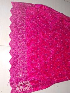 Pink Net Embroidered Kurta