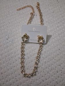 Elegant Pearl &amp; Crystal Jewellery Set