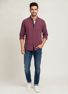 Men's Red Checkered Casual Shirt