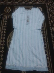 Light Blue Striped Kurta with Pants