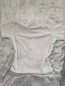White button Crop Top