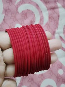 197.Vibrant Red Bangles Stack