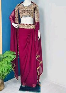 Indo Western Crop Top , Shrug With Bottom