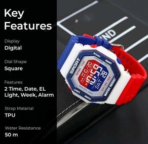 New SKMEI - Sport Digital Watch - Red, White &amp; Blu