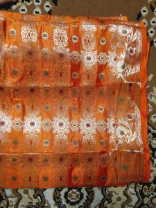 Orange Brocade Fabric