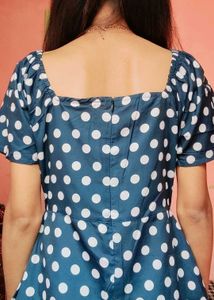 Blue Polka Dot Mini Dress