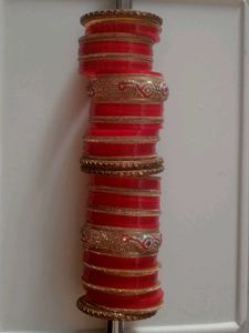 Vibrant Red & Gold bridal Bangles Set