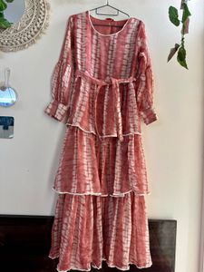 (Juniper) Coral Maxi Dress with Tie Waist