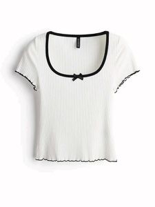 H&amp;M Ribbed Bow-detail Top