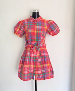 Vintage Plaid Shirt Dress with Belt